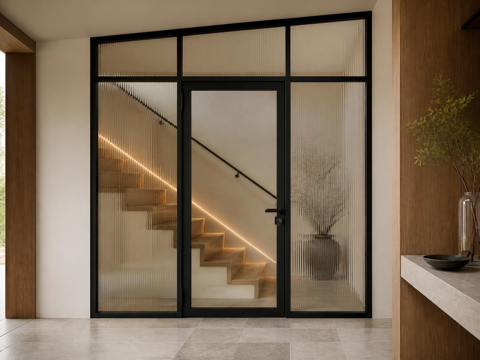 Fire rated steel-look doorset with side and over panels