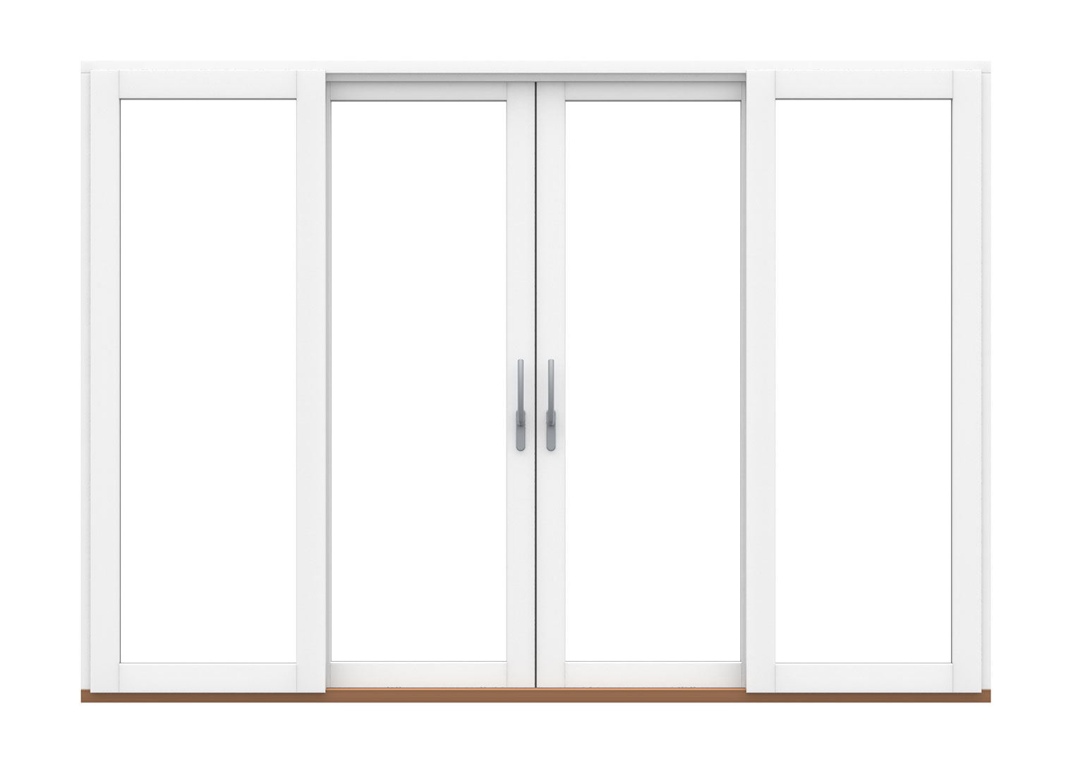 Four-panel configuration with twin central sliding leaves and flanking fixed lights — Nordic Aluclad Sliding Doors by Windows in the Lakes