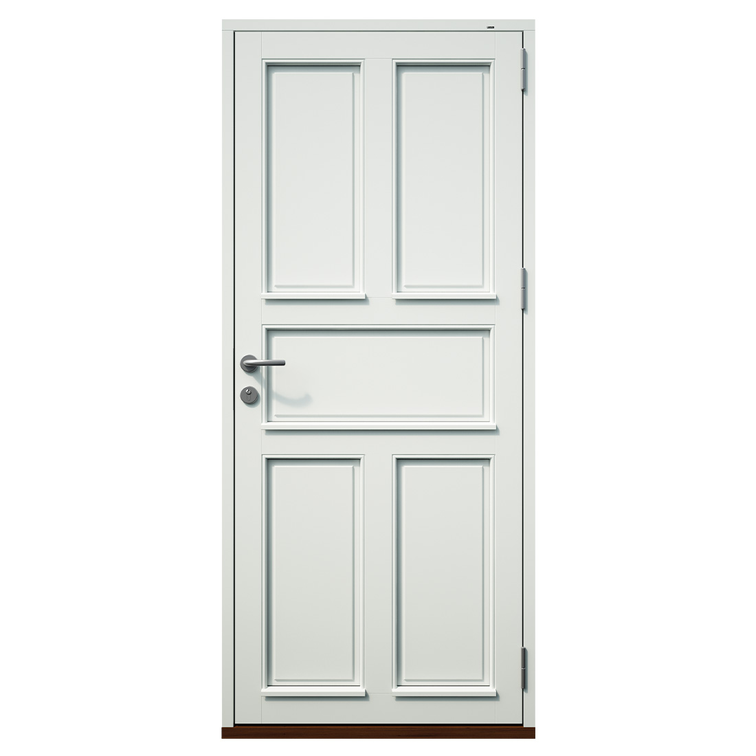 Five-panel entrance door with a wide central rail and moulded frames — Nordic Aluclad Entrance Doors by Windows in the Lakes