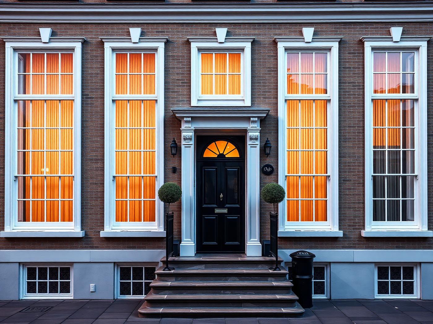 Townhouse with vertical sliding sash windows