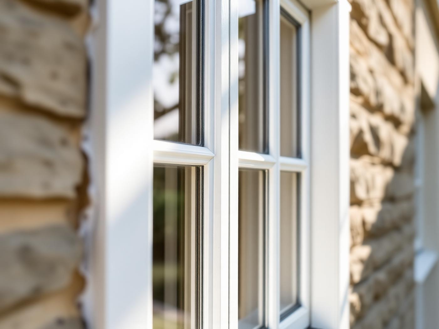Close-up of a slim meeting rail on a vertical sliding sash window