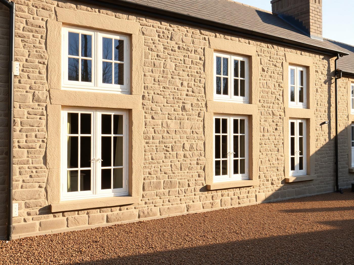 Country Farmhouse with vertical sliding sash windows