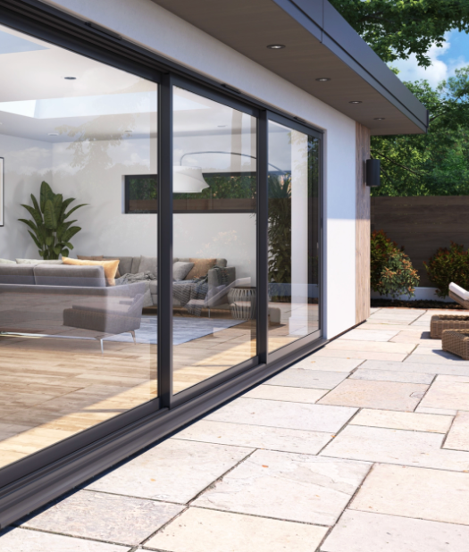 Visualisation: slim interlock and threshold detail — Sliding Doors by Windows in the Lakes