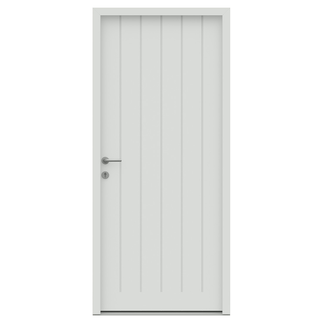 Vertically boarded entrance leaf with a plain unglazed face — Nordic Aluclad Entrance Doors by Windows in the Lakes