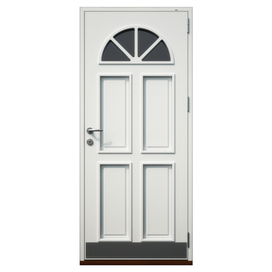 Four-panel entrance door beneath a segmental fanlight with radiating bars — Nordic Aluclad Entrance Doors by Windows in the Lakes
