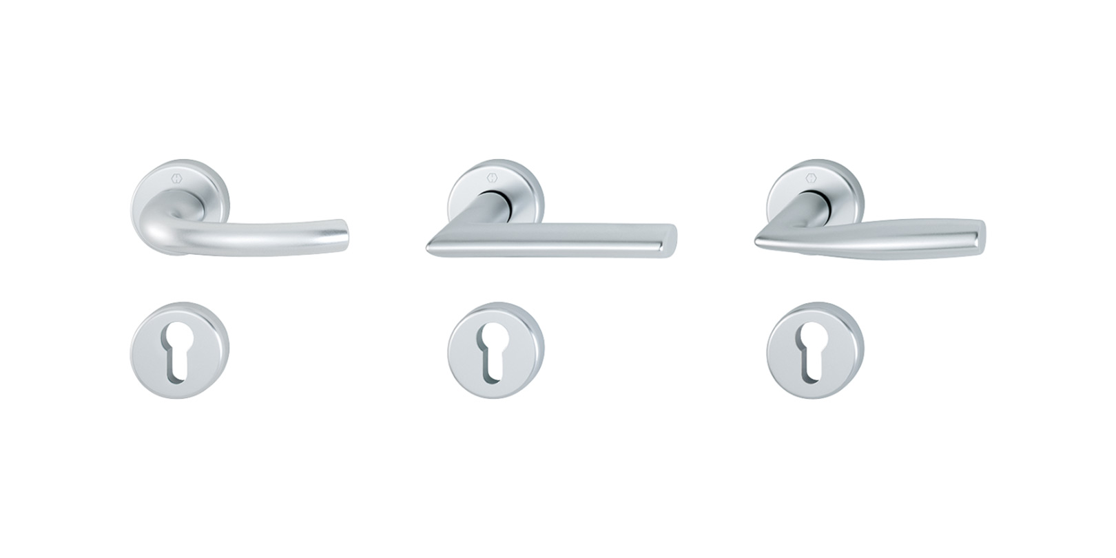 Brushed lever handles and escutcheons available for French doors — Nordic Aluclad French Doors by Windows in the Lakes