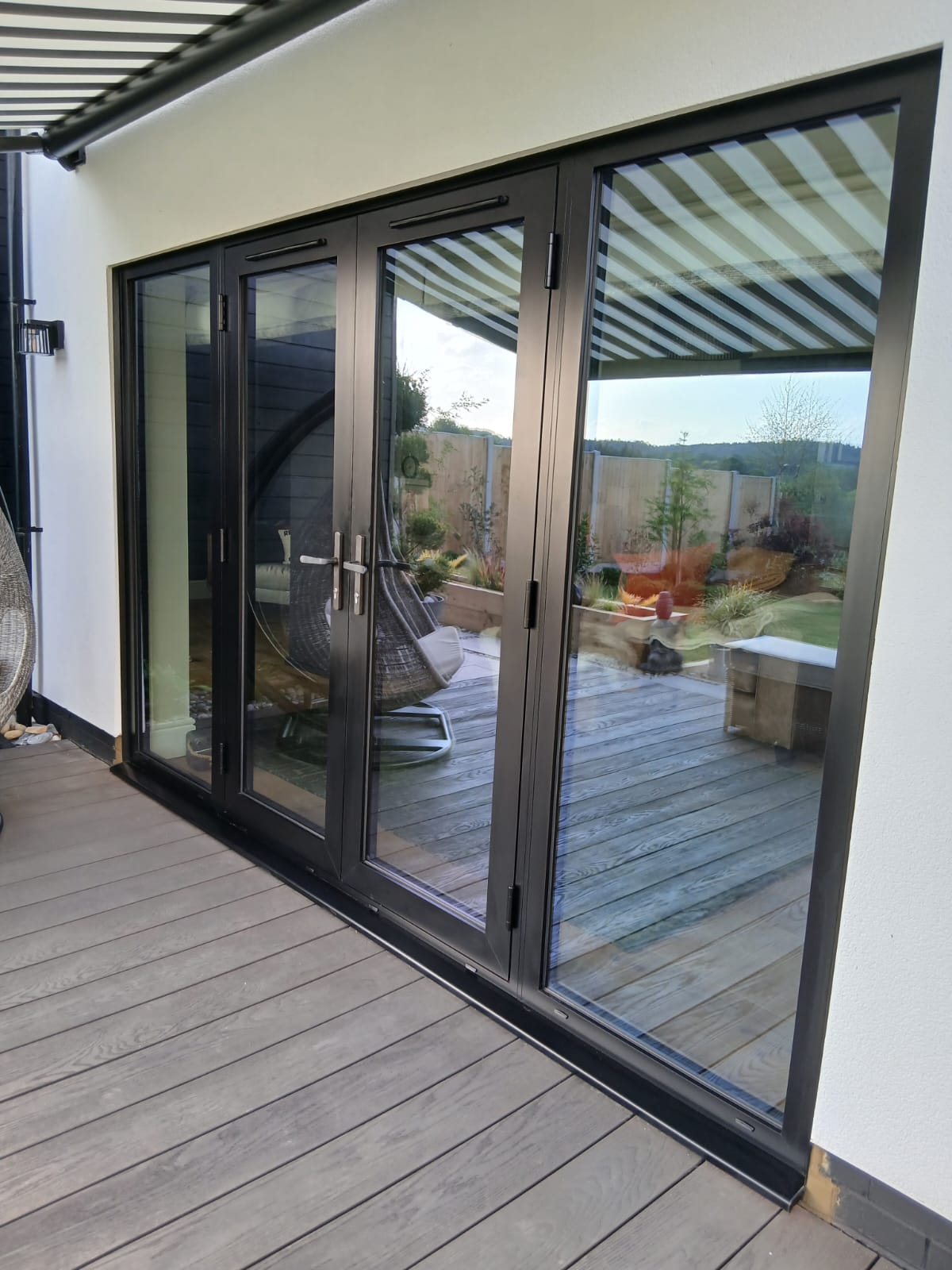 Bifold doors opening onto a raised deck