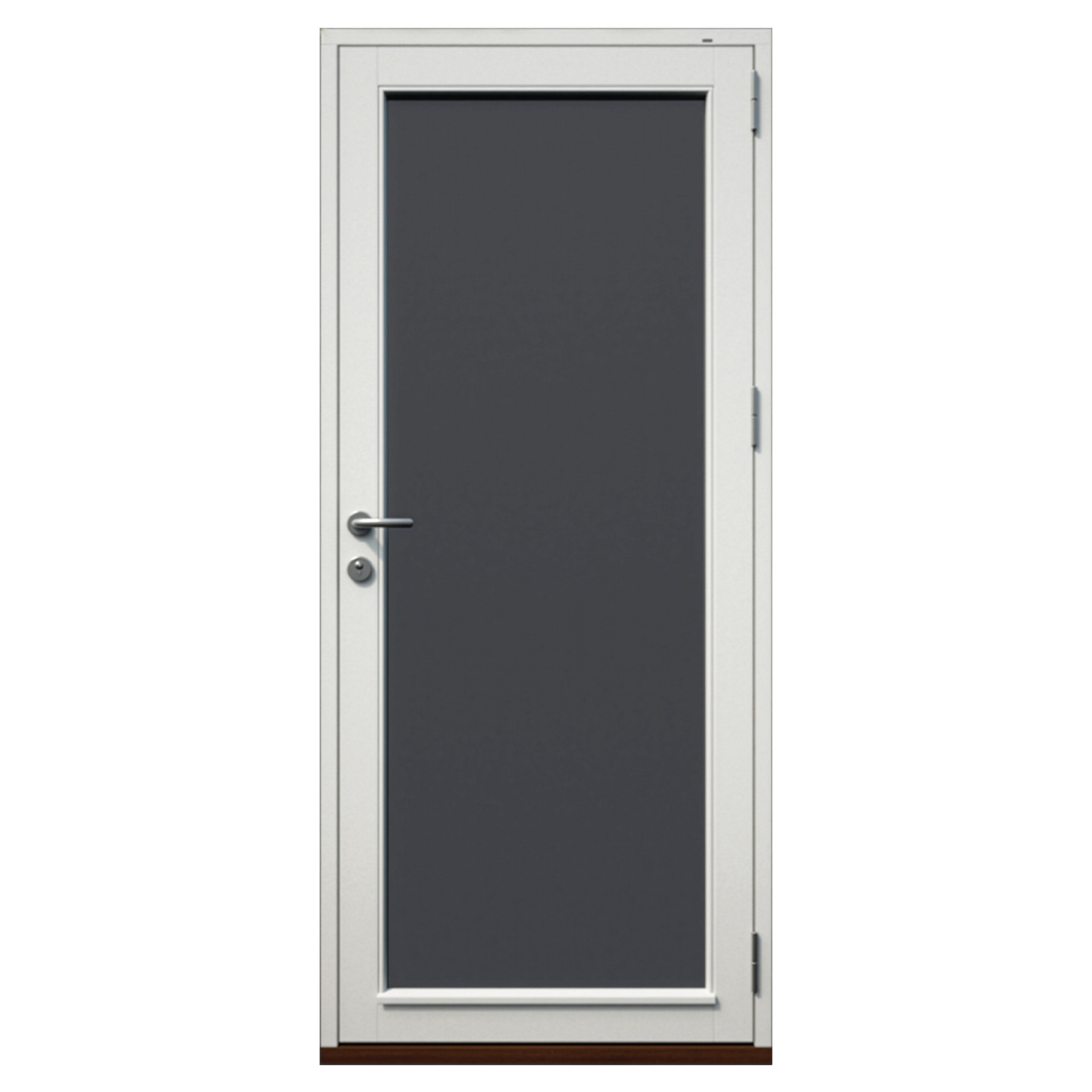 Full-height single-pane entrance door in a white clad frame — Nordic Aluclad Entrance Doors by Windows in the Lakes